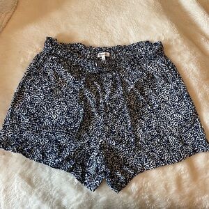 Women’s Madewell Navy Blue White Print Shorts Spring Summer Viscose Medium